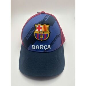 FC Barcelona Barca Soccer Hat Blue Burgundy Adjustable Snapback Cap One Size New